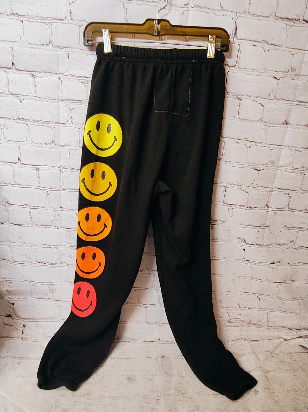 Aviator Nation Black Joggers Smiley Small Sweat Pants Athleisure Streetwear